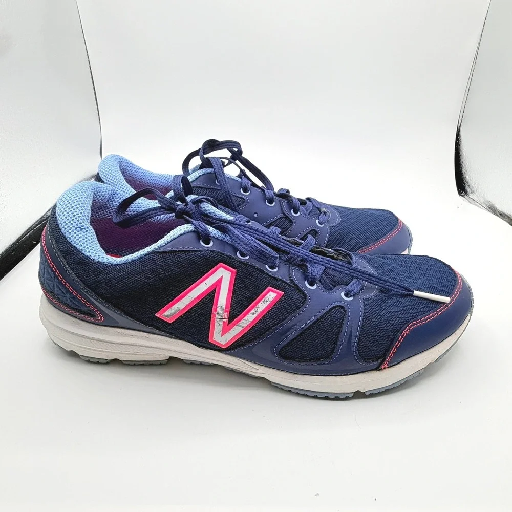New Balance 577 Training Shoes Womens 9.5 Navy Blue Pink Good WX577BH Cush+